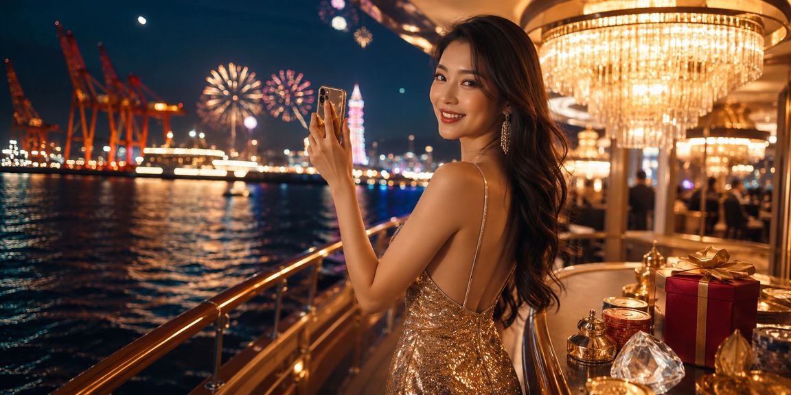 Người dùng chơi casino mobile tại lễ hội bờ biển Vũng Tàu buổi tối